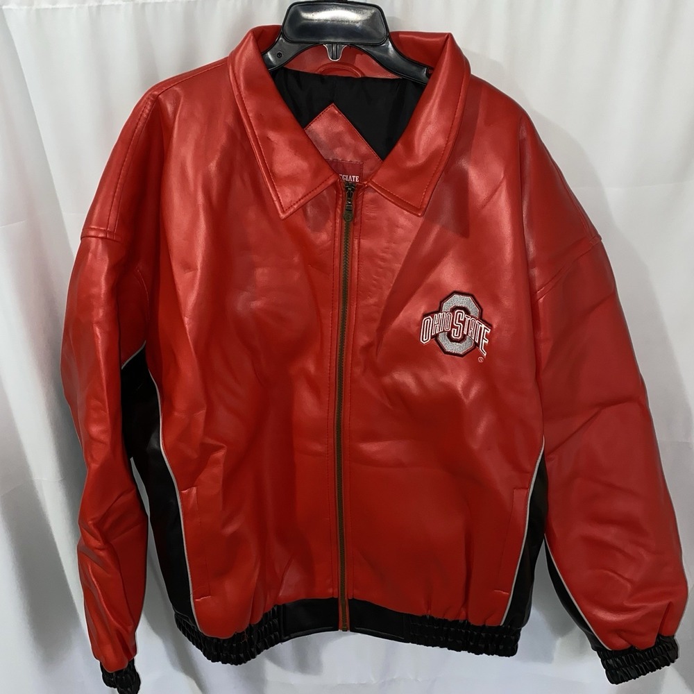 Vtg‎ Ohio State Buckeyes Collegiate Faux Leather Varsity Jacket Mens XL